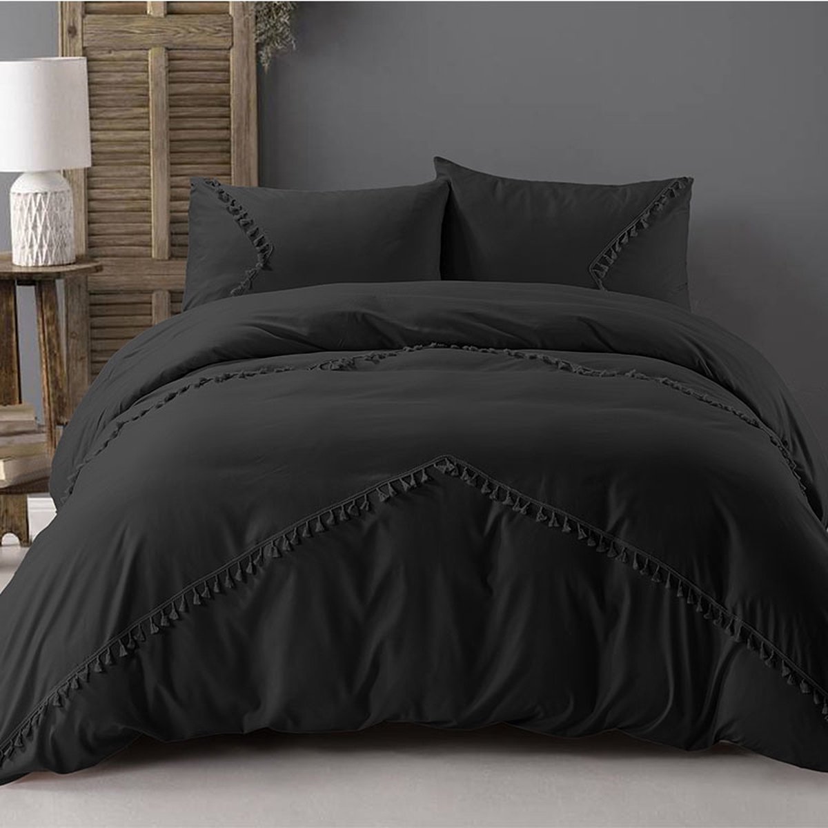 Zensation Fashion Lace - Dekbedovertrek - Eenpersoons - 140x200/220 + 1 kussensloop 60x70 - Zwart