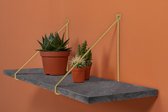 Wandplank set - Marmer Look Donker - incl. Stalen Plankdrager Dun - Messing - 60x23cm - Duraline Sets