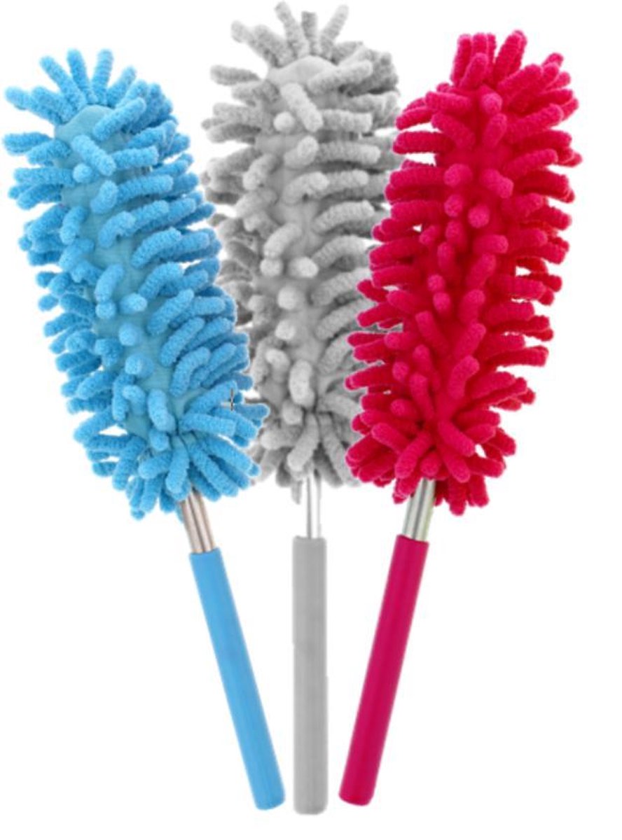 Goedkoopste 3x ProClean - Plumeau/Blauw-Grijs-Roze-Ragebol met Telescoop Steel - Uitschuifbaar - Afneembaar om Makkelijk Schoon te Maken - Microvezel Doek - Stof Doek - Huishouden
