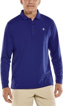 Coolibar - UV Sport Polo voor heren - Longsleeve - Erodym Golf - Donkerblauw - maat L