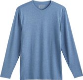 Coolibar - UV Shirt voor heren - V-Hals Longsleeve - Morada - Pacifisch Blauw - maat M