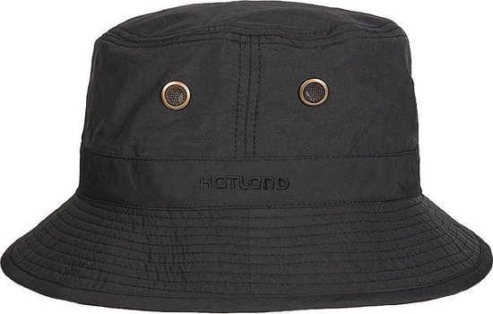 Hatland - Waterbestendige UV Bucket hoed voor heren - Kasai - Zwart - maat M (57CM)