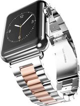 Strap-it Band geschikt voor Apple Watch - stalen band - zilver/rosé goud - Maat: 38 - 40 - 41mm