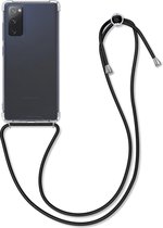 kwmobile telefoonhoesje compatibel met Samsung Galaxy S20 FE - Hoesje met koord - Back cover in zwart / transparant