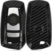 kwmobile autosleutelhoes voor BMW 3-knops draadloze autosleutel (alleen Keyless Go) - hardcover beschermhoes - Carbon design - zwart