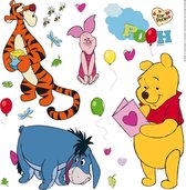 Disney muursticker Winnie de Poeh blauw, oranje en geel - 600218 - 30 x 30 cm