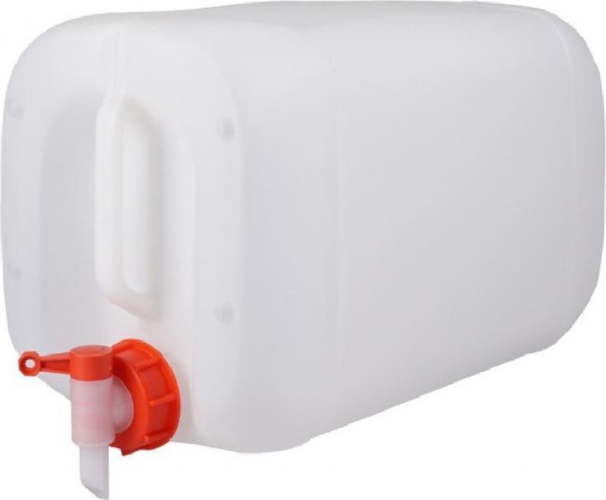 Jerrycan 25 Liter | met kraan | geschikt voor water | UN gekeurd | benzine | handig stapelbaar | food grade | inclusief dop | totaal te legen | noodpakket
