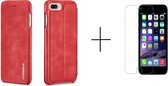 GSMNed – Leren telefoonhoesje rood – hoogwaardig leren bookcase rood - Luxe iPhone 7/8/SE hoesje rood – Magneetsluiting voor iPhone 7/8/SE – rood  –  1 x screenprotector iPhone 7/8/SE