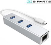 BParts  - Usb C Hub Ethernet + 3 Port Usb 3.0 - Splitter - Silver