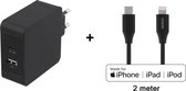 Deltaco USB-C Snellader 45W Power Delivery + Lightning kabel Zwart
