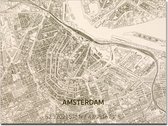 Brandthout houten stadskaart Amsterdam horizontaal 70x50 cm