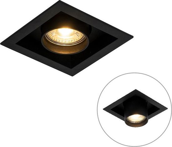 QAZQA roof - Moderne Inbouwspot - 1 lichts - L 11 cm - Zwart - Woonkamer | Slaapkamer | Keuken