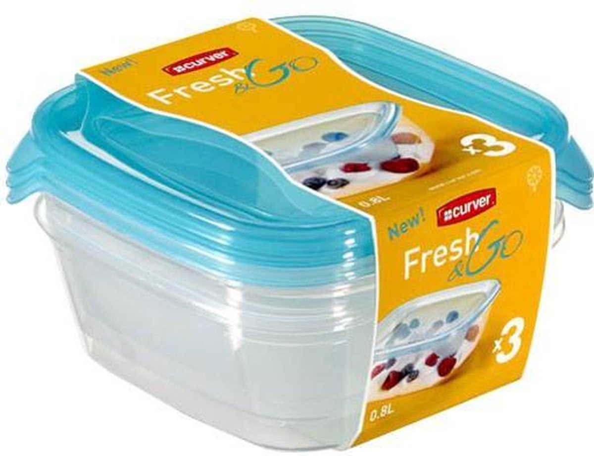 Fresh&Go - Voedselcontainer - 0,8L - Kunststof - (set van 3).