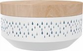 TAK Design Kuri Raindrops Voorraadpot S - Incl. Houten Deksel - Aardewerk - Ø 15 x 7,5 cm - Wit