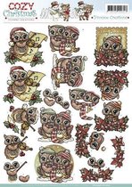 Xmas Owls - Cozy Christmas 3D-Knipvel Yvonne Creations 10 stuks