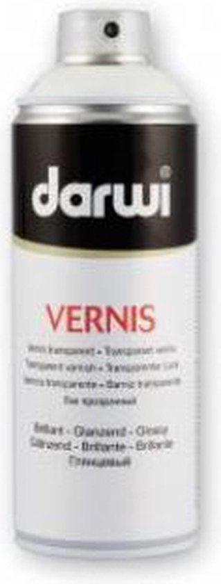 Darwi spuitbus vernis, 400 ml, glanzend transparant.