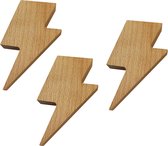 Set van 3 houten sleutelhouders (bliksemschicht, magnetisch, beukenhout)