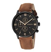 KUNHUANG Geneva Horloge Heren Bruin/zwart Quartz 41mm