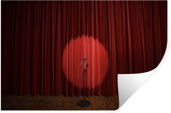 Muurstickers - Microfoon op het podium in de spotlight - 120x80 cm -  Plakfolie | bol.com