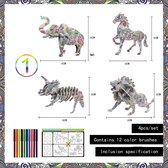 3D Kleur puzzel (olifant, paard, leeuw en dinosaurus)