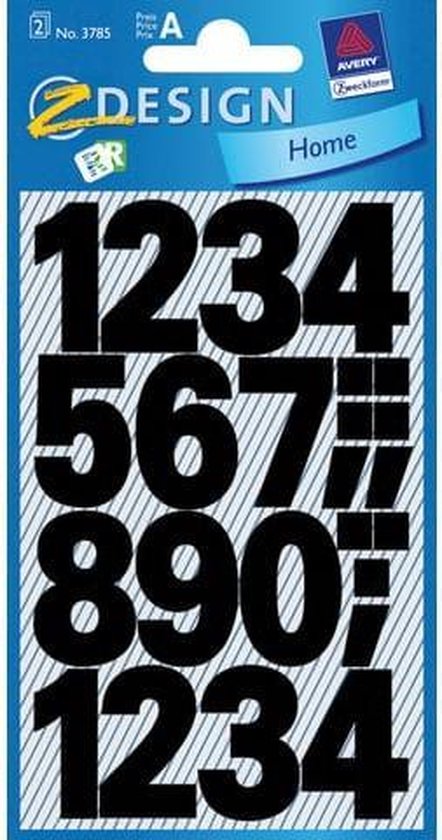 Avery Etiketten cijfers en letters 0-9 groot, 2 blad, zwart,  waterbestendige folie | bol.com