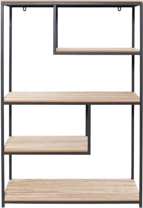 AYD Home Vakkenkast - Industriële kast - Wall Cabinet - 4 Planken - Rustiek - Hout/Metaal - B76 x H116 x D30 cm - Wandkast