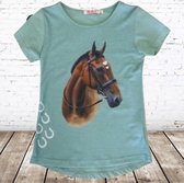Paarden shirt mint - 122/128