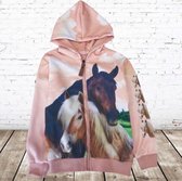 s&C Vest met paarden print roze - 134/140