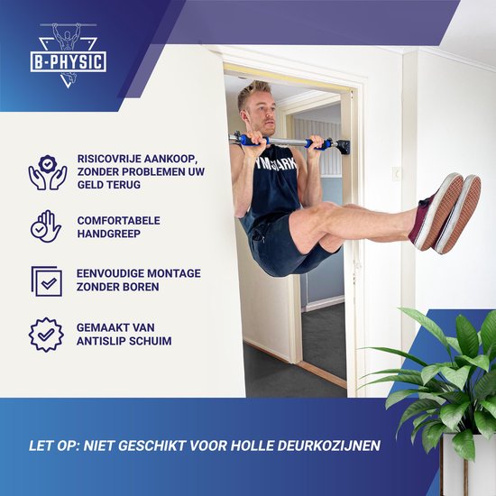B-Physic Pull up Bar Station - Optrekstang Deur - E-book met Oefeningen – Fitness Krachttraining – Thuis Sporten - Cadeau - B PHYSIC