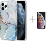 Luxe marmer hoesje voor Apple iPhone 12 | Marmerprint | Back Cover + 1x screen protector