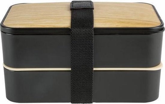 MONBENTO - Bento box MB Square Natural - Grote Lunchtrommel met compartimenten - Lekvrije luchbox met 2 lagen - Ideaal voor Werk/School - Vrij van BPA - Duurzaam en Veilig - Made