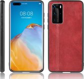 Voor Huawei P40 Pro schokbestendig naaien koe patroon huid PC + PU + TPU Case (rood)