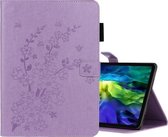 Voor iPad Pro 11 (2020) Plum Blossom reliÃ«fpatroon Horizontale flip lederen tas met houder en kaartsleuf (paars)