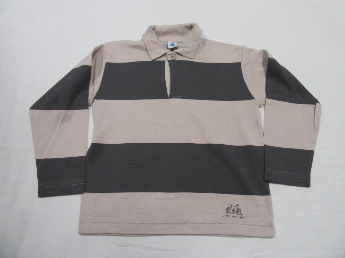 petit bateau , jongens, polo met lange mouw , beige / bruin , 6 jaar 114