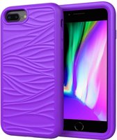 Voor iPhone SE （2020） Golfpatroon 3 in 1 siliconen + pc schokbestendig beschermhoes (paars)