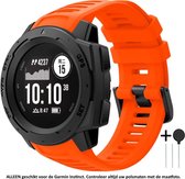 Oranje Siliconen sporthorlogebandje voor Garmin Instinct – Maat: zie maatfoto – orange smartwatch strap - band - horlogeband - wearable - polsbandje - rubber