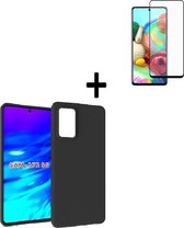 Samsung Galaxy A72 Hoesje - Siliconen - Samsung Galaxy A72 Screenprotector - Hoesje Zwart Case + Full Screenprotector