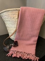 zomer hamamdoek Camille 90x190 cm - roze | strandlaken | sarong | hamam | saunadoek | tweezijdig te gebruiken