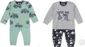 Dirkje SET (2stuks) pyjamas Bio Cotton Groen car en Grijs space - 50/56