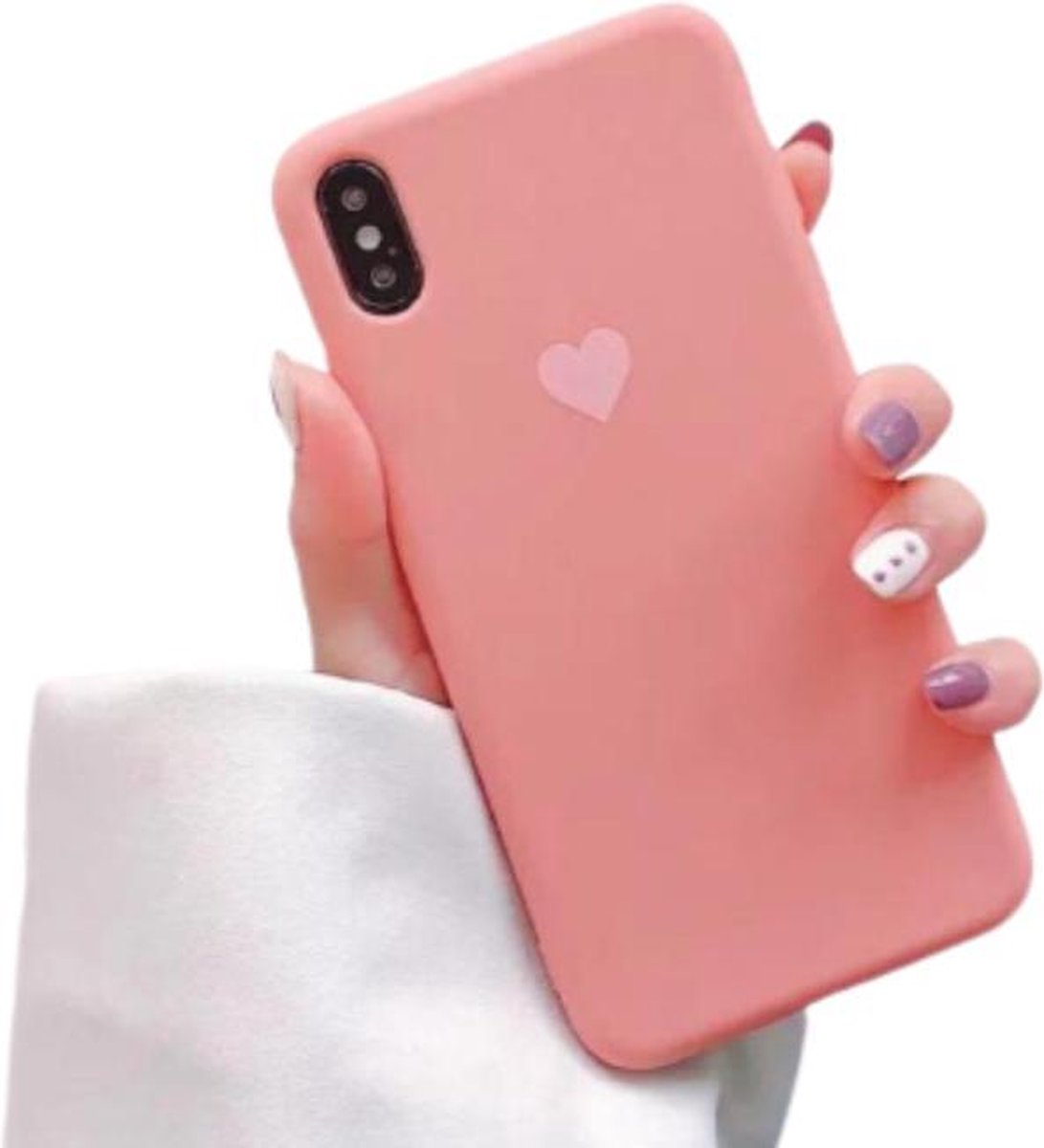 iPhone 6/6s Plus Hoesje Roze Siliconen - Soft case - Met Hartje