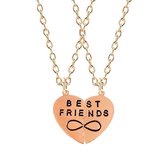 Kasey - Vriendschapsketting - BFF ketting voor 2 - Best Friends Hart - Oneindigheidssymbool - Goudkleurig