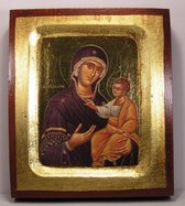 Icoon met Goud Gekleurde Lijst van Madonna and Child B10xH12