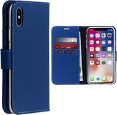 GSMNed - Wallet Softcase iPhone X/XS blauw – hoogwaardig leren bookcase blauw - bookcase iPhone X/XS blauw - Booktype voor iPhone X/XS – blauw