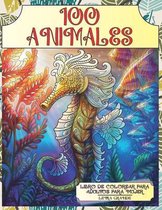 Libro de colorear para adultos para mujer - Letra grande - 100 animales