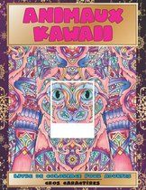 Livre de coloriage pour adultes - Gros caracteres - Animaux Kawaii