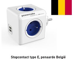 DesignNest PowerCube Original DUO USB - Blauw - Type E (penaarde voor België) stopcontacten - Uitbreidingsmodel - Stekkerdoos - Adapter DesignNest PowerCube Original DUO USB - Blauw - Type E (penaarde voor België) stopcontacten - Uitbreidingsmodel - Stekkerdoos - Adapter