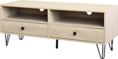 QUVIO Tv meubel / Tv-dressoir / Tv kastje - Met 2 lades en 2 legplanken - Hout en staal - 40 x 120 x 46 cm