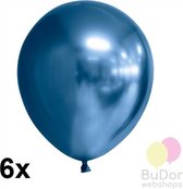 Chrome ballonnen, blauw, 6 stuks, 30 cm
