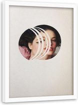 Foto in frame , Vrouwen gezicht in 5 delen ,70x100cm , multikleur , wanddecoratie