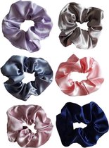 Zijde scrunchies XL kopen - voordeelpack 6 stuks - haarelastiek